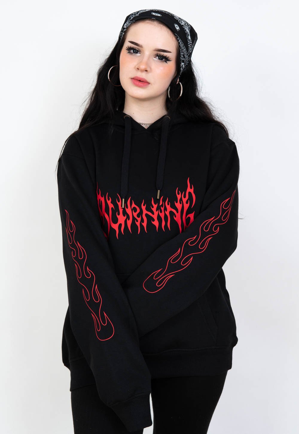 BURNING HOODIE WITH RED FLAMES